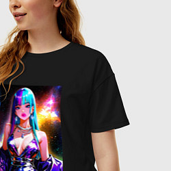 Футболка оверсайз женская Девушка поп идол, цвет: черный — фото 2