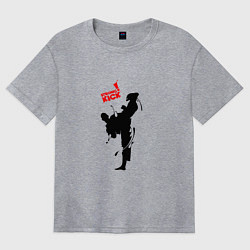 Футболка оверсайз женская Кикбоксинг атака, цвет: меланж