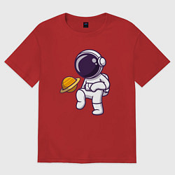 Футболка оверсайз женская Saturn football, цвет: красный