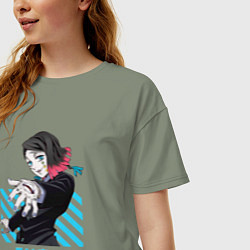 Футболка оверсайз женская Клинок рассекающий демонов Энму, цвет: авокадо — фото 2