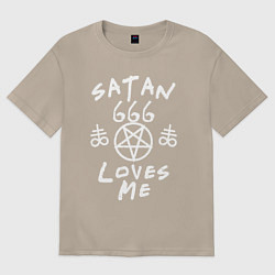 Футболка оверсайз женская Satan 666 loves me, цвет: миндальный