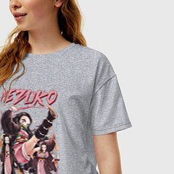 Футболка оверсайз женская Клинок рассекающий демонов Nezuko Kamado, цвет: меланж — фото 2