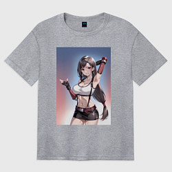 Футболка оверсайз женская Тифа Локхарт из Final Fantasy VII, цвет: меланж