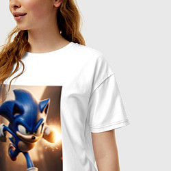 Футболка оверсайз женская Бегущий Соник, цвет: белый — фото 2