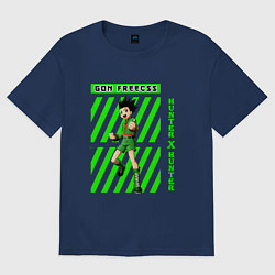 Футболка оверсайз женская Хантер Гон полоска, цвет: тёмно-синий