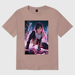 Женская футболка оверсайз Тифа Локхарт из Final Fantasy VII в стиле киберпан