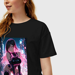 Футболка оверсайз женская Тифа Локхарт из Final Fantasy VII в стиле киберпан, цвет: черный — фото 2