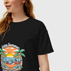 Футболка оверсайз женская Скелет на чиле, цвет: черный — фото 2