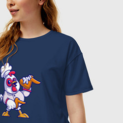 Футболка оверсайз женская Петушок повар, цвет: тёмно-синий — фото 2