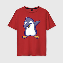 Женская футболка оверсайз Dab penguin