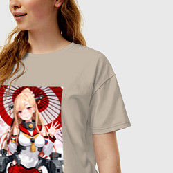 Футболка оверсайз женская Марин Китагава косплей Azur Lane, цвет: миндальный — фото 2