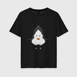 Футболка оверсайз женская Cartoon penguin character, цвет: черный