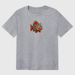 Футболка оверсайз женская Забавная коричнева рыба, цвет: меланж