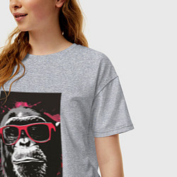 Футболка оверсайз женская Мартышка в очках, цвет: меланж — фото 2