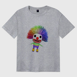 Женская футболка оверсайз Cartoon clown colorful hair