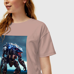 Футболка оверсайз женская Робот в стиле Horizon, цвет: пыльно-розовый — фото 2
