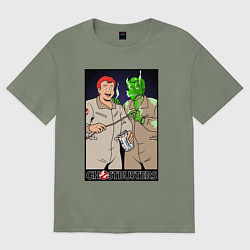 Футболка оверсайз женская Ghostbusters - Ray and his clone ghost, цвет: авокадо