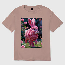 Женская футболка оверсайз Кролик из роз