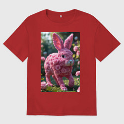 Женская футболка оверсайз Кролик из роз