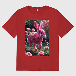 Женская футболка оверсайз Кролик из роз
