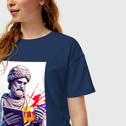 Футболка оверсайз женская Античная статуя и граффити, цвет: тёмно-синий — фото 2