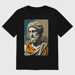 Футболка оверсайз женская Античная статуя в теплых тонах, цвет: черный