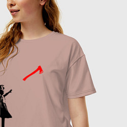 Футболка оверсайз женская Девочка и топор, цвет: пыльно-розовый — фото 2