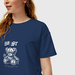 Футболка оверсайз женская Black white teddy, цвет: тёмно-синий — фото 2