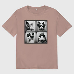 Футболка оверсайз женская Кролик в фотобудке, цвет: пыльно-розовый