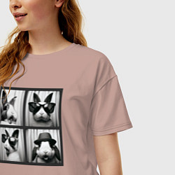 Футболка оверсайз женская Кролик в фотобудке, цвет: пыльно-розовый — фото 2