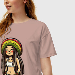 Футболка оверсайз женская Smile jamaica girl, цвет: пыльно-розовый — фото 2