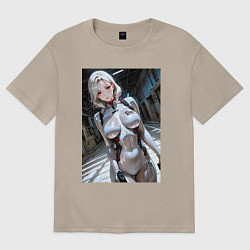 Футболка оверсайз женская Девушка-наемница, цвет: миндальный