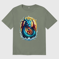 Футболка оверсайз женская Водолей в тени дракона, цвет: авокадо