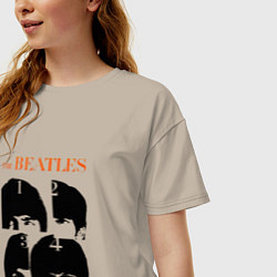 Футболка оверсайз женская Битлз черно белый, цвет: миндальный — фото 2