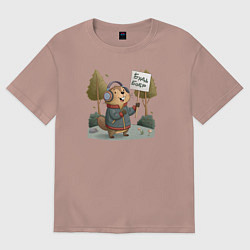 Футболка оверсайз женская Будь бобр, цвет: пыльно-розовый