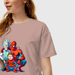Футболка оверсайз женская Spider-Man is Rick and Mortys friend, цвет: пыльно-розовый — фото 2