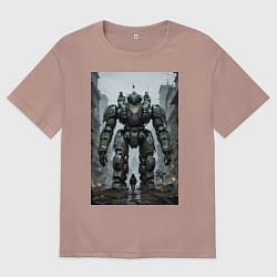 Женская футболка оверсайз Конвой роботов в городе