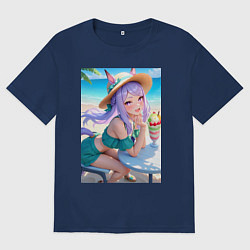 Женская футболка оверсайз Девушка-пони кушает мороженое