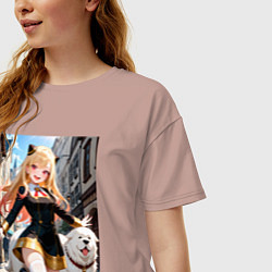 Футболка оверсайз женская Марин Китагава косплей Ани Форджер, цвет: пыльно-розовый — фото 2