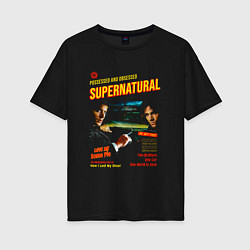 Футболка оверсайз женская Сверхъестественное Possessed and obsessed, цвет: черный