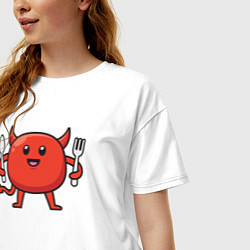 Футболка оверсайз женская Дьяволёнок на кухне, цвет: белый — фото 2