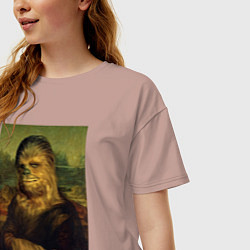 Футболка оверсайз женская Чубакка - Мона Лиза, цвет: пыльно-розовый — фото 2