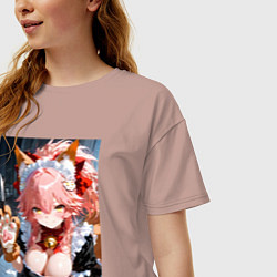 Футболка оверсайз женская Фейт Тамамо в костюме горничной, цвет: пыльно-розовый — фото 2