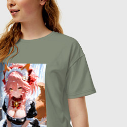 Футболка оверсайз женская Фейт Тамамо в костюме горничной, цвет: авокадо — фото 2