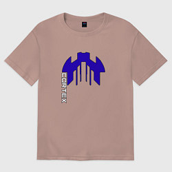 Футболка оверсайз женская Cortex синий чёрная обводка aneurism iv, цвет: пыльно-розовый