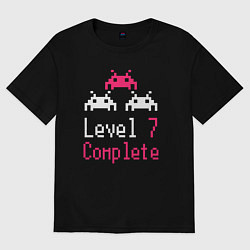 Футболка оверсайз женская Уровень 7 пройден, цвет: черный