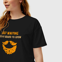 Футболка оверсайз женская Жду когда отрастёт борода, цвет: черный — фото 2