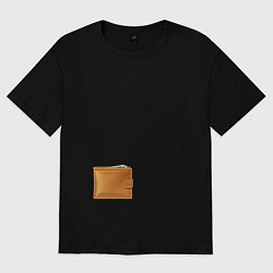 Футболка оверсайз женская Кошелек с деньгами, цвет: черный