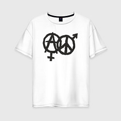 Футболка оверсайз женская Anarchy peace, цвет: белый
