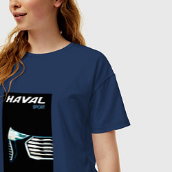 Футболка оверсайз женская Haval sport фара и бампер, цвет: тёмно-синий — фото 2